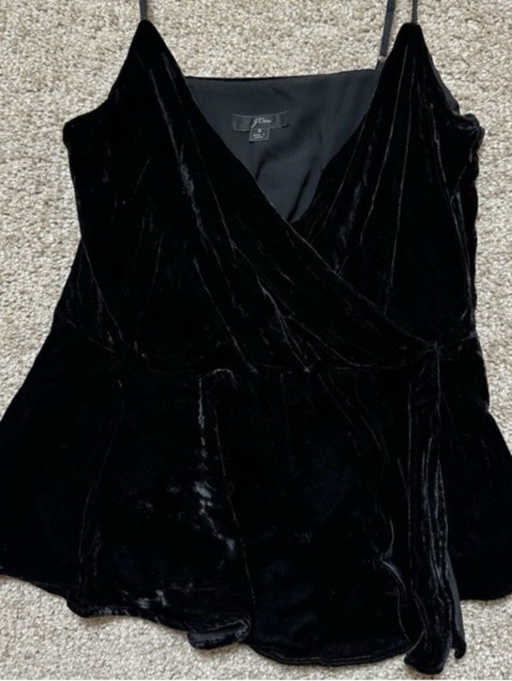 J.CREW Hudson drapey velvet top stylish wrap-front V-neck & spaghetti straps NWT